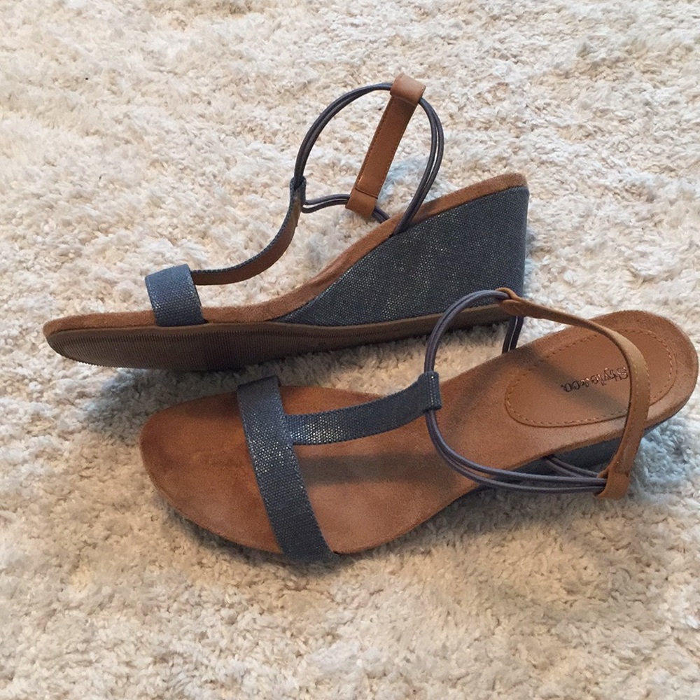 New denim blue sandals 9.5